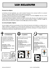 Les religions - Lecture documentaire : Primaire 4, 5 - PDF à imprimer