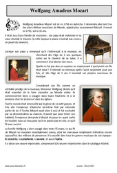 Mozart - Lecture documentaire : Primaire 3 - PDF à imprimer