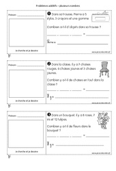 Problèmes additifs - Plusieurs nombres : Primaire 1 - PDF à imprimer