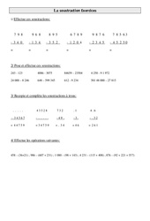 Soustraction - Exercices - Calculs - Mathématiques : Primaire 4 - PDF à imprimer