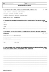 Nom propre - Nom commun - Examen Evaluation : Primaire 6 - PDF à imprimer