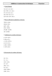 Addition et soustraction de décimaux - Exercices - Numération : Primaire 4 - PDF à imprimer