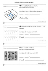 Problèmes soustractifs dirigés de 0 à 20 : Primaire 1 - PDF à imprimer