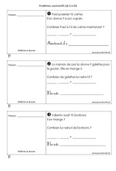 Problèmes soustractifs de 0 à 20 : Primaire 1 - PDF à imprimer