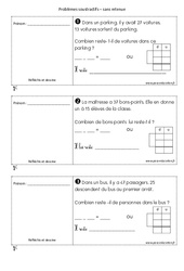 Problèmes soustractifs - Sans retenue : Primaire 1 - PDF à imprimer