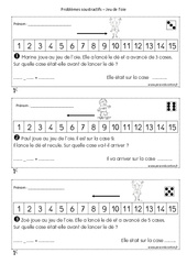 Jeu de l'oie - Problèmes soustractifs - Exercices : Primaire 1 - PDF à imprimer