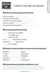 Aller, venir, faire, dire au futur de l’indicatif - Exercices, révisions : Primaire 2 - PDF à imprimer