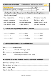 Aller, venir, faire, dire au futur de l’indicatif - Évaluation, bilan : Primaire 2 - PDF à imprimer