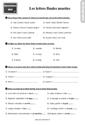 Les lettres finales muettes - Exercices, révisions : Primaire 3 - PDF à imprimer