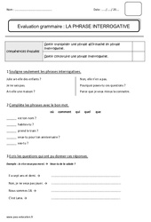 Phrase interrogative - Bilan : Primaire 2 - PDF à imprimer