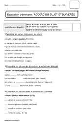 Accord du sujet et du verbe - Bilan : Primaire 2 - PDF à imprimer