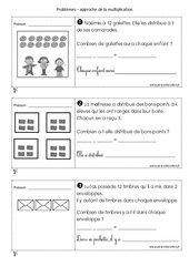 Problèmes multiplicatifs - Exercices sur la multiplication : Primaire 1 - PDF à imprimer