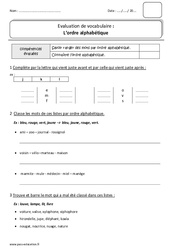 Ordre alphabétique - Bilan : Primaire 2 - PDF à imprimer