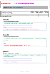 Les propriétés sur les droites - Examen Evaluation avec la correction : Primaire 6 - PDF à imprimer