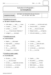 Homophones - Bilan : Primaire 2 - PDF à imprimer