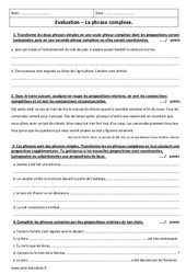 Phrases complexes - Examen Contrôle : Primaire 6 - PDF à imprimer
