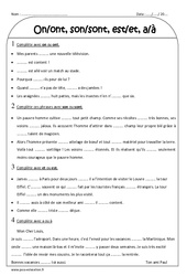 On - ont, son - sont, est - et, a - à - Exercices sur les homophones : Primaire 3 - PDF à imprimer