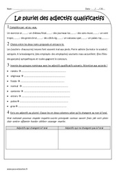 Accord de l'adjectif qualificatif en nombre - Exercices corrigés : Primaire 3 - PDF à imprimer
