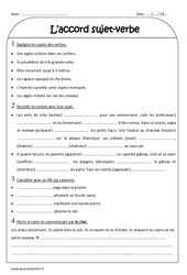 Accord du sujet avec le verbe - Exercices avec correction : Primaire 3 - PDF à imprimer