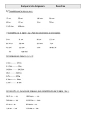 Comparer des longueurs - Exercices - Mesures : Primaire 4 - PDF à imprimer
