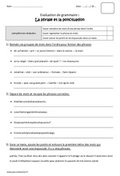 Phrase - Ponctuation - Bilan : Primaire 3 - PDF à imprimer