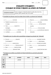 Verbes irréguliers au présent - Bilan : Primaire 5 - PDF à imprimer