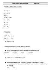 Mesures de contenance - Exercices - Mesures : Primaire 4 - PDF à imprimer