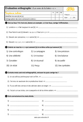 Les valeurs sonores de la lettre « c » - Évaluation, bilan : Primaire 3 - PDF à imprimer