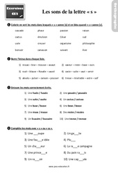 Les valeurs sonores de la lettre « s » - Exercices, révisions : Primaire 3 - PDF à imprimer