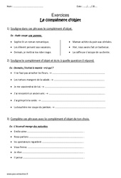 Compléments d’objet - Exercices sur le COD et COI : Primaire 3 - PDF à imprimer