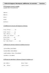 Unités de longueur - décomposer, additionner, et soustraire - Mesures : Primaire 4 - PDF à imprimer