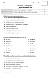Pluriel des noms - Bilan avec le corrigé : Primaire 3 - PDF à imprimer