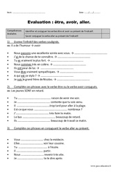 Présent des verbes être et avoir + aller - Bilan : Primaire 3 - PDF à imprimer