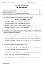 Champ lexical - Bilan : Primaire 3 - PDF à imprimer