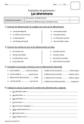 Déterminants - Bilan : Primaire 4 - PDF à imprimer