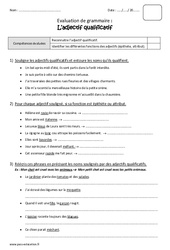 Adjectif qualificatif - Bilan : Primaire 4 - PDF à imprimer