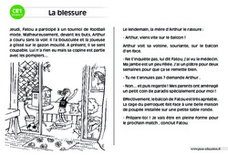 La blessure - Lecture compréhension - Histoire illustrée - Niveau 2 : Primaire 2 - PDF à imprimer