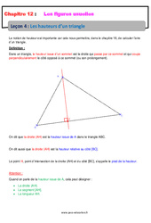 Les hauteurs d'un triangle - Cours sur les figures usuelles : Primaire 6 - PDF à imprimer