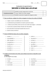 Verbe dans une phrase - Bilan : Primaire 4 - PDF à imprimer