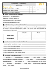 Les articles - Évaluation, bilan : Primaire 4 - PDF à imprimer