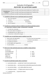 Accorder les participes passés - Bilan avec le corrigé : Primaire 5 - PDF à imprimer