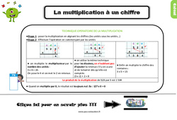 Multiplication à 1 chiffre - Cours, Leçon : Primaire 3 - PDF à imprimer