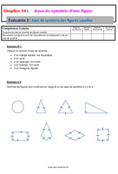 Axes de symétrie des figures usuelles - Examen Evaluation avec la correction : Primaire 6 - PDF à imprimer