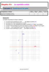 Symétrique d’un point - Examen Evaluation avec la correction sur la symétrie axiale : Primaire 6 - PDF à imprimer
