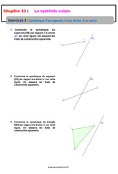Symétrique d’un segment, d’une droite, d’un cercle - Révisions - Exercices avec correction sur la symétrie axiale : Primaire 6 - PDF à imprimer