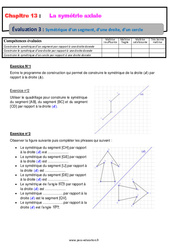 Symétrique d’un segment, d’une droite, d’un cercle - Examen Evaluation avec la correction sur la symétrie axiale : Primaire 6 - PDF à imprimer