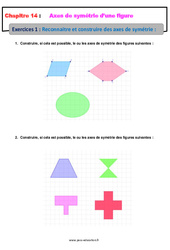 Reconnaitre et construire un axe de symétrie - Révisions - Exercices avec correction sur les axes de symétrie d’une figure : Primaire 6 - PDF à imprimer