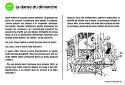 La danse du dimanche - Lecture compréhension - Histoire illustrée - Niveau 2 : Primaire 2 - PDF à imprimer