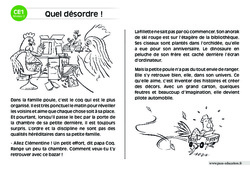Quel désordre ! - Lecture compréhension - Histoire illustrée - Niveau 2 : Primaire 2 - PDF à imprimer