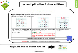 La technique opératoire de la multiplication à 2 chiffres - Cours, Leçon : Primaire 3 - PDF à imprimer